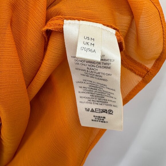 Free People Tangerine Crushed Velvet Gumdrop Mini Dress size M Smocked Open Back - Picture 8 of 10